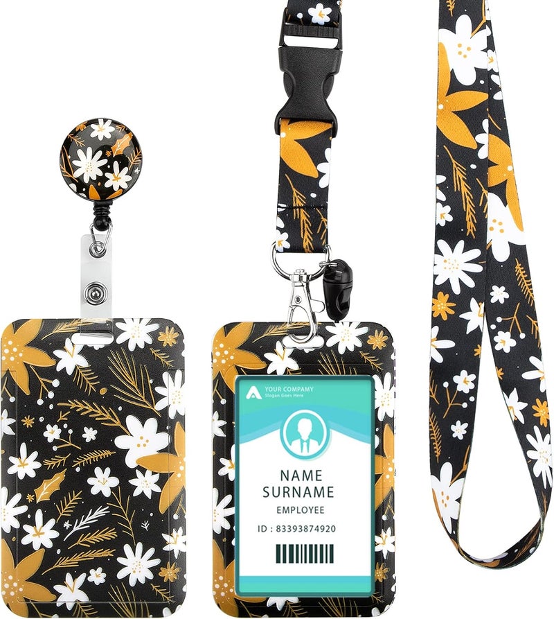 Hinsly ID Badge Holder with Lanyard, Retractable Badge Holders Reels with Lanyards Adjustable, for Women Kids Teacher Nurses Doctor Student - Image 1